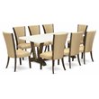 Pemberly Row 9-Piece Dining Set in Jacobean and Linen White Finish