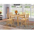 Pemberly Row 5-Piece Wood Dining Set with Ladder Back Stools in Oak Finish