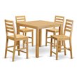 Pemberly Row 5-Piece Wood Dining Set with Ladder Back Stools in Oak Finish