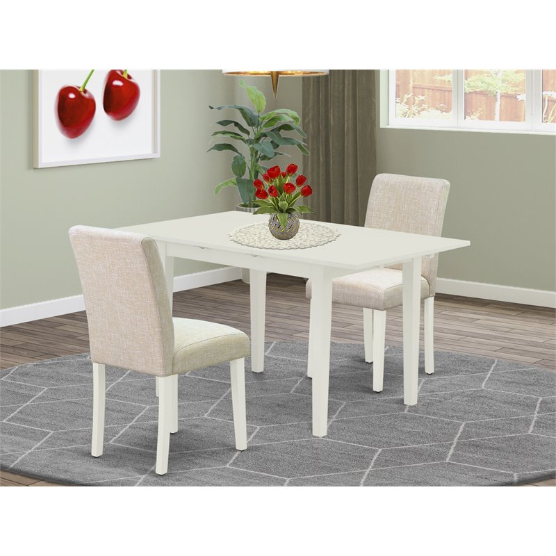 Pemberly Row 3-Piece Wood Dining Set with Linen Padded Seats