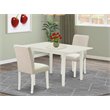 Pemberly Row 3-Piece Wood Dining Set with Linen Padded Seats