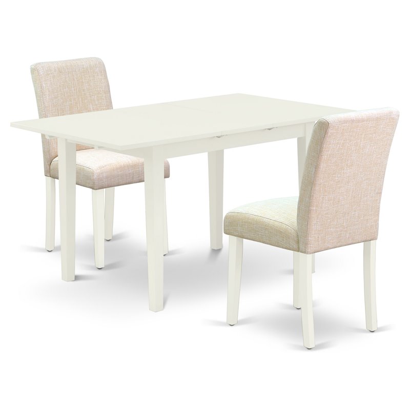 Pemberly Row 3-Piece Wood Dining Set with Linen Padded Seats