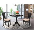 Pemberly Row 3-Piece Wood & Linen Drop Leaf Dining Set in Black