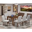 Pemberly Row 9-Piece Wood Dining Set in Antique Walnut and Doeskin
