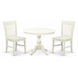 Pemberly Row 3-Piece Round Wood Dining Set in Linen White Finish