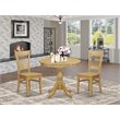 Pemberly Row 3-Piece Wood Dining Table and Slatted Chairs in Oak