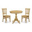 Pemberly Row 3-Piece Wood Dining Table and Slatted Chairs in Oak