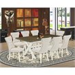 Pemberly Row 9-Piece Wood Dining Set with Button Tufted Chairs