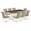 Pemberly Row 9-Piece Wood Dining Set with Button Tufted Chairs