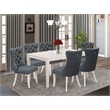 Pemberly Row 7-Piece Kitchen Table Set in Linen White/Platinum Gray Finish