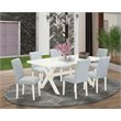Pemberly Row X-Style 7-Piece Wood Dining Set in White/Baby Blue