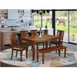 Pemberly Row 6-Piece Mahogany Dining Set with Modern Wood Bench