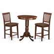 Pemberly Row 3-Piece Wood Pub Table and Chair Set in Mahogany Finish