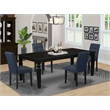 Pemberly Row 5-Piece Dining Set with Butterfly Leaf Table in Black and Navy
