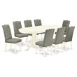 Pemberly Row 9-Piece Dinette Set with Pedestal Table and White Finish