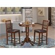 Pemberly Row 3-Piece Wood Dining Set in Mahogany with Faux Leather