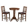 Pemberly Row 3-Piece Wood Dining Set in Mahogany with Faux Leather