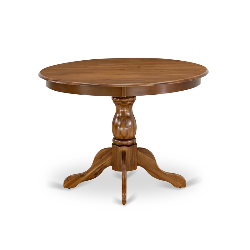 Pemberly Row 5-Piece Dining Set in Antique Walnut with Light Gray Seats
