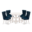 Pemberly Row 5-Piece Kitchen Set with Chairs in Linen White/Navy Blue