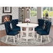 Pemberly Row 5-Piece Kitchen Set with Chairs in Linen White/Navy Blue