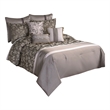 Pemberly Row 10-Piece King Comforter Set with Leaf Print in Platinum Gray
