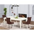 Pemberly Row 5-Piece Dining Set with Butterfly Leaf in Linen White
