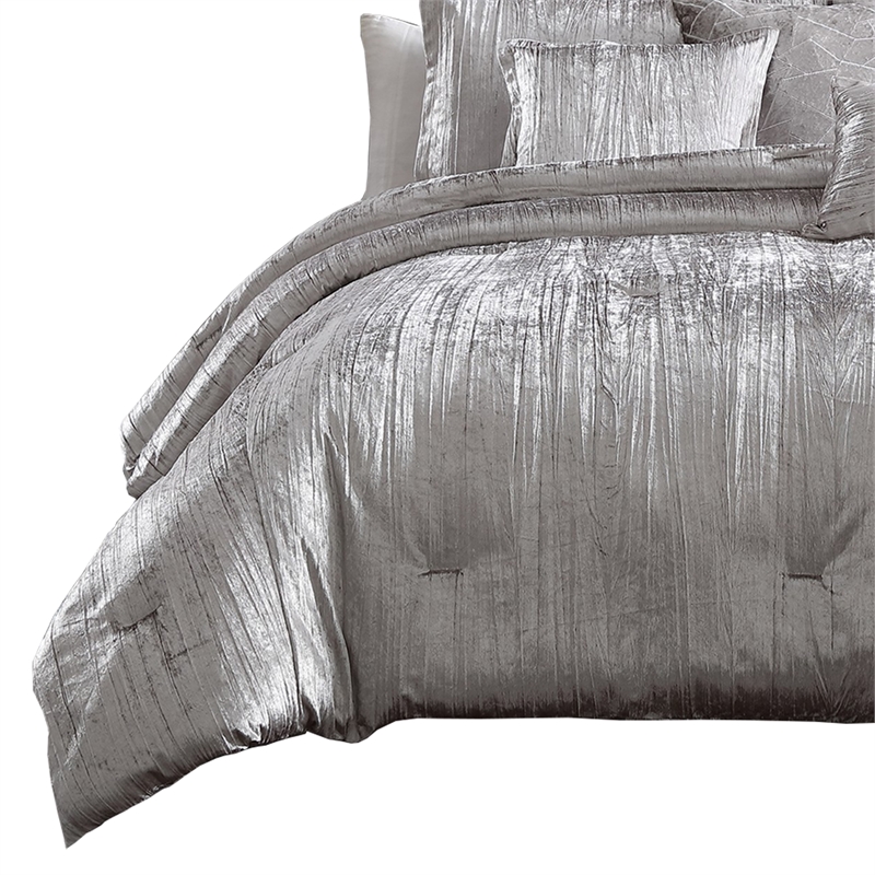 Pemberly Row 7-Piece Queen Comforter Set with Crinkle Texture in Silver