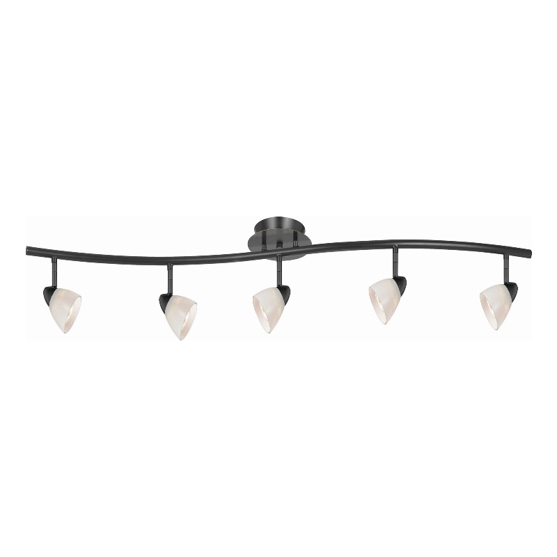 Pemberly Row 5-Light Track Fixture with Glass Shades in Black & White