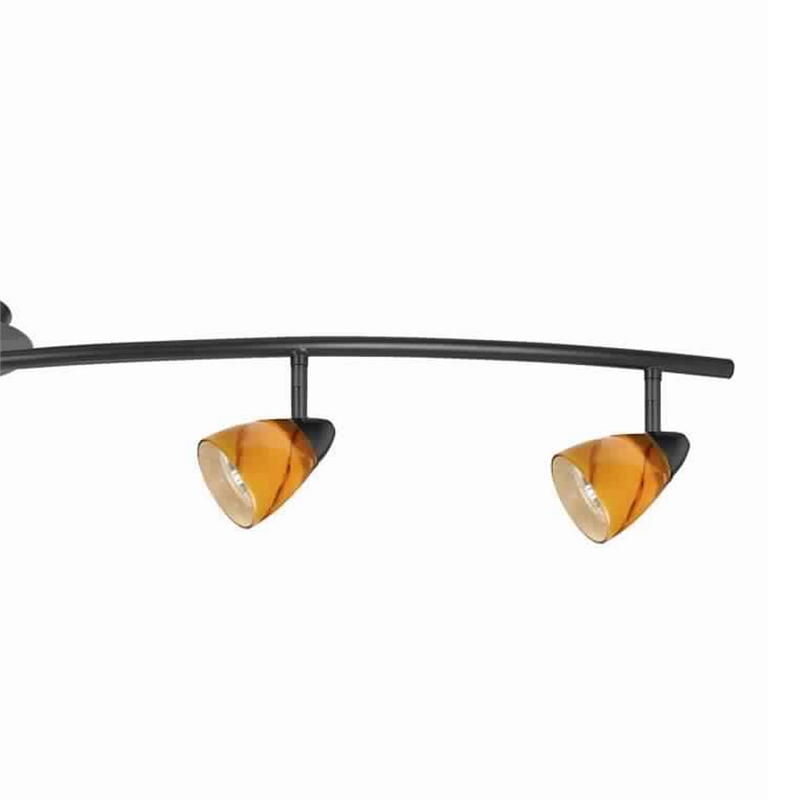 Pemberly Row 5-Light Track Fixture with Glass Shades in Black & Yellow