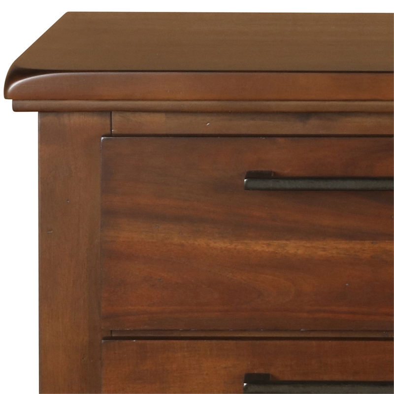 Pemberly Row 2-Drawer Nightstand with Chamfered Legs and Pulls in Brown