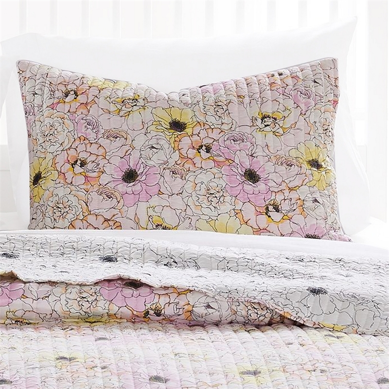 Pemberly Row 3-Piece Blooming Flower Queen Quilt Set in White & Pink