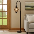 Pemberly Row Downbridge Floor Lamp with Shade and Edison Bulb in Black