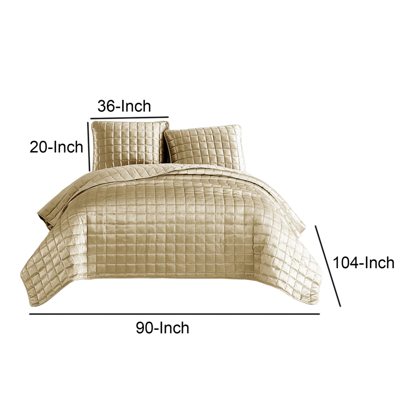 Pemberly Row 3-Piece King Coverlet Set with Square Pattern in Gold