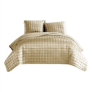 Pemberly Row 3-Piece King Coverlet Set with Square Pattern in Gold