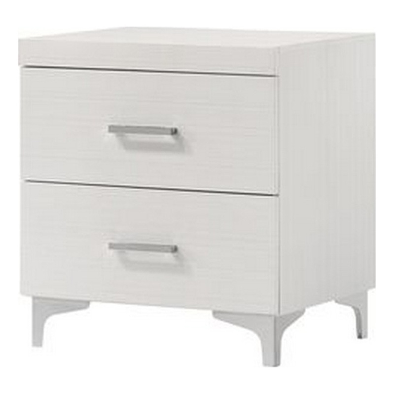 Pemberly Row 2-Drawer Nightstand with Metal Handles and Feet in White