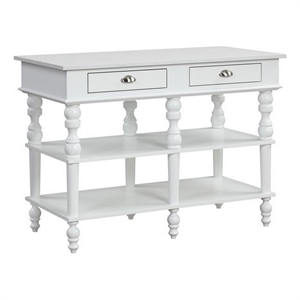 Pemberly Row Kitchen Island with Marble Top and 2 Drawers in White