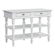 Pemberly Row Kitchen Island with Marble Top and 2 Drawers in White