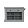 Pemberly Row Kitchen Island with Steel Top and 4 Open Compartments in Gray
