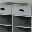 Pemberly Row Kitchen Island with Steel Top and 4 Open Compartments in Gray