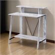 Pemberly Row Writing Desk with V-Shaped Metal Frame and 3 Drawers in White