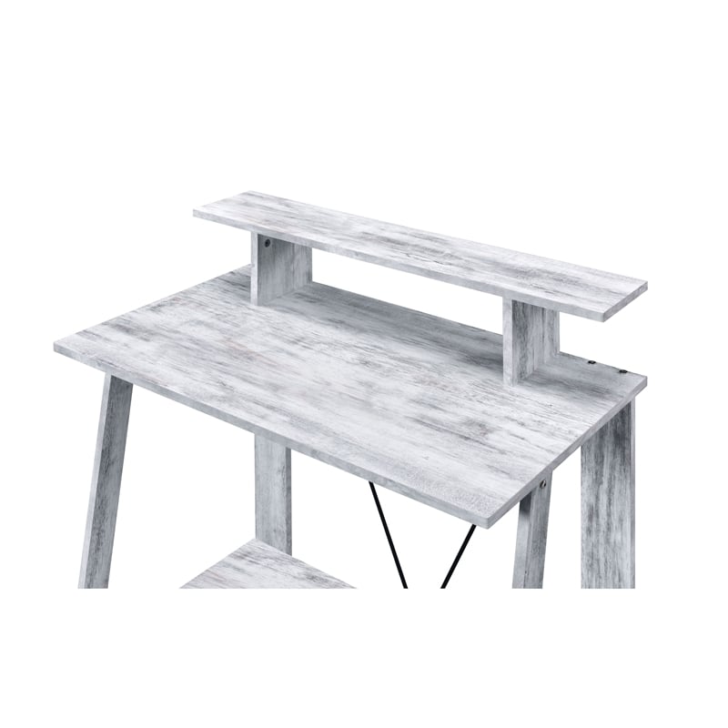 Pemberly Row Writing Desk with V-Shaped Metal Frame and 3 Drawers in White