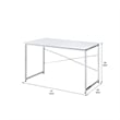 Pemberly Row Writing Desk with X-Shaped Bar and Frame in Chrome and White