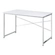 Pemberly Row Writing Desk with X-Shaped Bar and Frame in Chrome and White