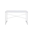 Pemberly Row Writing Desk with X-Shaped Bar and Frame in Chrome and White