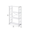 Pemberly Row Bookshelf with X-Shaped Bar and Frame in Chrome and White