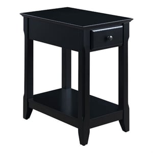 Pemberly Row Wood Accent Table with 1 Drawer and Bottom Shelf in Black