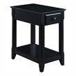 Pemberly Row Wood Accent Table with 1 Drawer and Bottom Shelf in Black