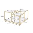 Pemberly Row Coffee Table with Glass Top and Tubular Metal Frame in Gold
