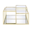 Pemberly Row Coffee Table with Glass Top and Tubular Metal Frame in Gold