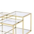 Pemberly Row Coffee Table with Glass Top and Tubular Metal Frame in Gold